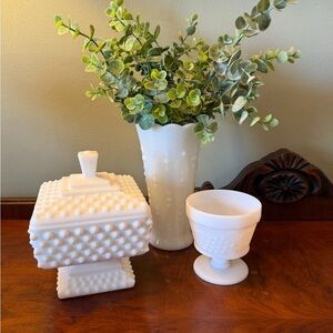 Vintage Fenton and Anchor Hocking Milk glass collection
